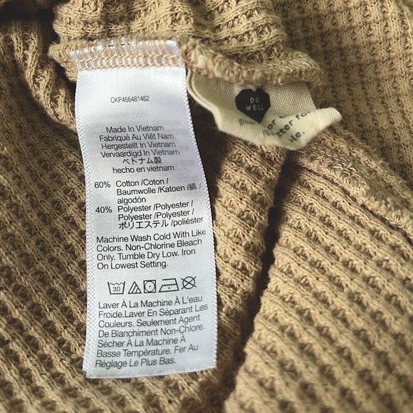 Madewell Waffle Knit V-Neck Long-Sleeve Sweater Toasted Sesame Size S - Picture 7 of 8